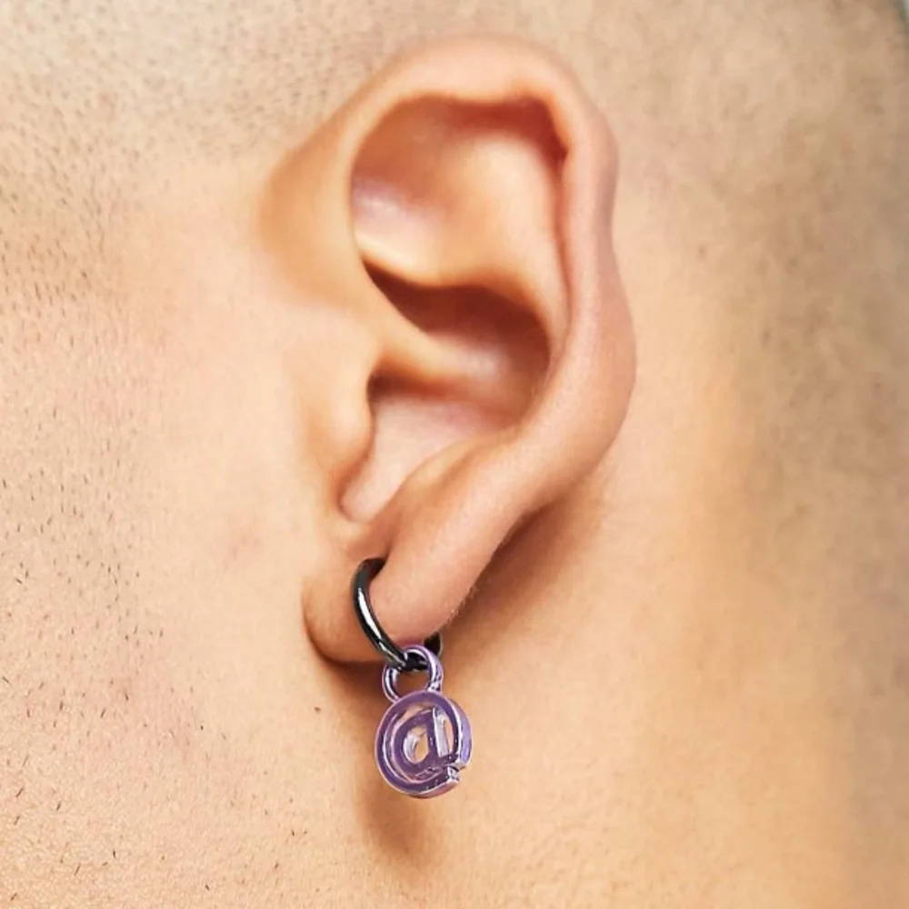 WFTW Hoop Drop Earrings in Purple